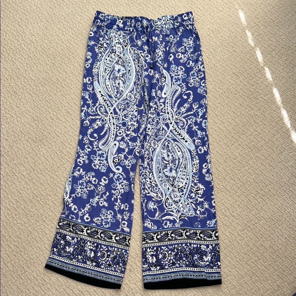 Artisan Ny Indigo and White Paisley Lightweight Pants